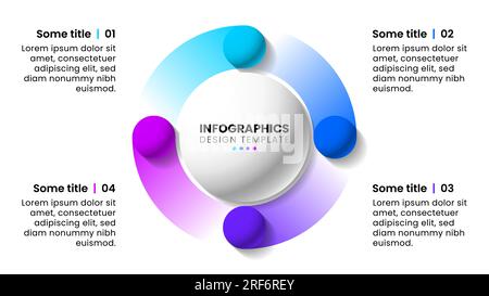 Infographic template with 4 options or steps. Balls. Can be used for workflow layout, diagram, banner, webdesign. Vector illustration Stock Vector