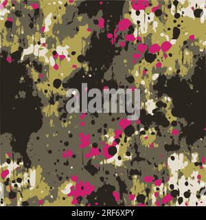 Graffiti curves seamless pattern with grunge effect. Stock Vector
