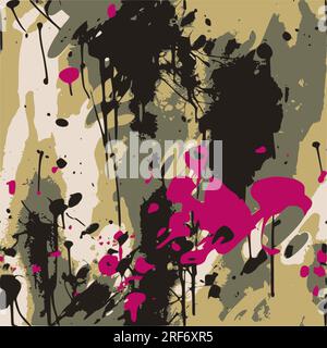 Graffiti curves seamless pattern with grunge effect. Stock Vector