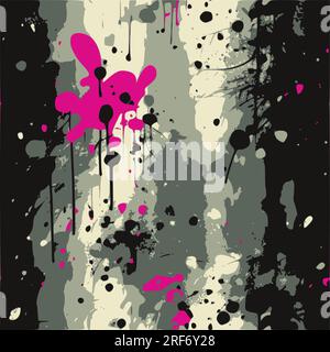 Graffiti curves seamless pattern with grunge effect. Stock Vector