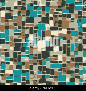 Retro mosaic abstract tiled pattern background. Stock Vector