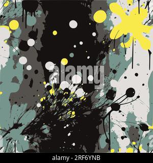 Graffiti curves seamless pattern with grunge effect. Stock Vector