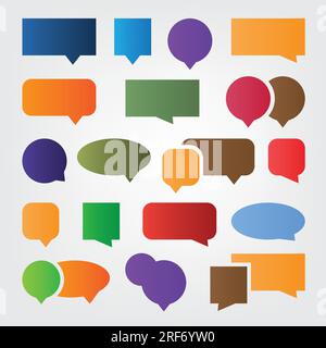 Collection of Colorful Speech And Thought Bubble Designs Clip-Art Stock Vector