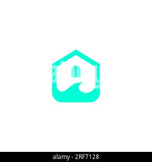 Home Wash Logo. Home Wave Logo Design Stock Vector