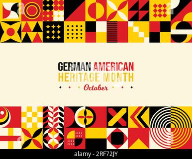 German American Heritage Month Abstract Background. October Awareness Celebration Poster. Horizontal typography website banner vector illustration. Ne Stock Vector