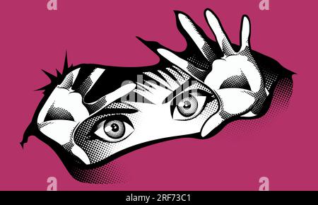 Eyes of a girl in the style of manga and anime. View vector image, isolated from background. Stock Vector