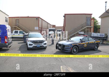 Amityville, United States Of America. 12th Sep, 2023. Amityville, N.Y.: Suffolk County Police Investigators sift through boxes, searching for evidence at the storage unit #86 of Rex Heuermann's at the Omega Self Storage at 185 Sunrise Highway in Amityville, New York, on July 20, 2023. People: Rex Heuermann Credit: Storms Media Group/Alamy Live News Stock Photo