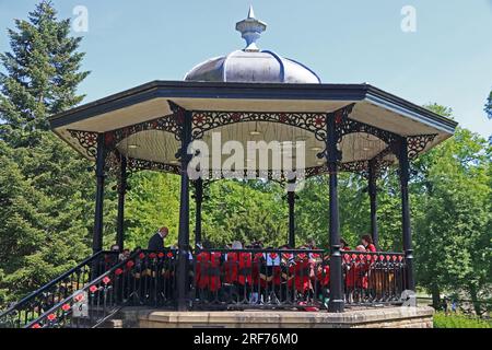 Burbage Band playing in Bandstand, Pavilion Gardens, Buxton Stock Photo