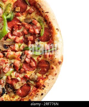 Pizza half isolated on white background, top view. Stock Photo