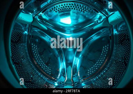 Inside washer in a blue light, future, sci-fi, concept Stock Photo