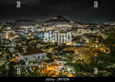 Nachtfoto, Stadtpanorama, Athen, Griechenland Stock Photo