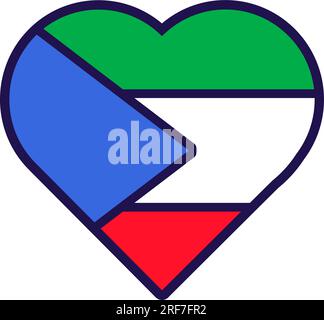 Patriot heart in national Equatorial Guinea flag colors. Festive element, attributes of Guinea Independence Day. Cartoon vector icon in national color Stock Vector