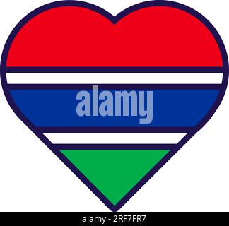 Patriot heart in national Gambia flag colors. Festive element, attributes of Gambia Independence Day. Cartoon vector icon in national colors of countr Stock Vector