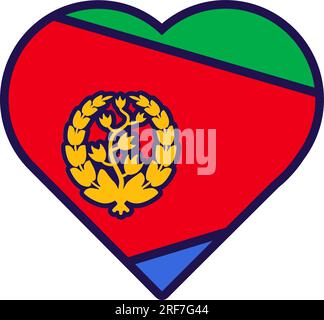 Patriot heart in national Erythrea flag colors. Festive element, attributes of Erythrea Independence Day. Cartoon vector icon in national colors of co Stock Vector