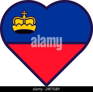 Patriot heart in national Liechtenstein flag colors. Festive element, attributes of Liechtenstein Independence Day. Cartoon vector icon in national co Stock Vector
