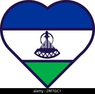 Patriot heart in national Lesotho flag colors. Festive element, attributes of Lesotho Independence Day. Cartoon vector icon in national colors of coun Stock Vector