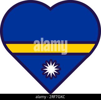 Patriot heart in national Nauru flag colors. Festive element, attributes of Nauru Independence Day. Cartoon vector icon in national colors of country Stock Vector