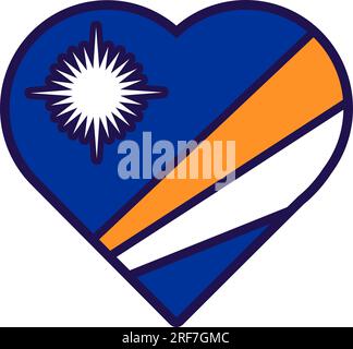 Patriot heart in national Marshall flag colors. Festive element, attributes of Marshall Independence Day. Cartoon vector icon in national colors of co Stock Vector