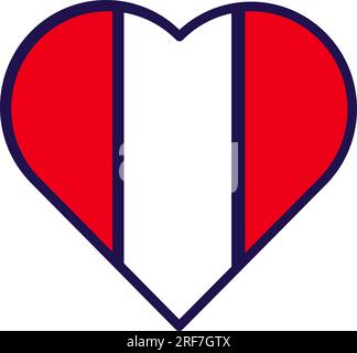 Patriot heart in national Peru flag colors. Festive element, attributes of Peru Independence Day. Cartoon vector icon in national colors of country fl Stock Vector