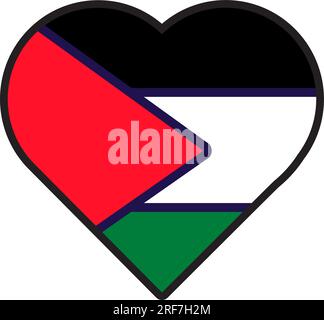 Patriot heart in national Palestine flag colors. Festive element, attributes of Palestine Independence Day. Cartoon vector icon in national colors of Stock Vector
