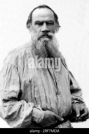 portrait of the russian writer Leon Tolstoi (Tolstoy or Lev Tolstoj) in ...