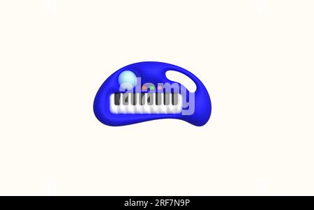 3d icon electrical toy piano keyboard. Kids musical electronic. Funny children's toy Stock Vector