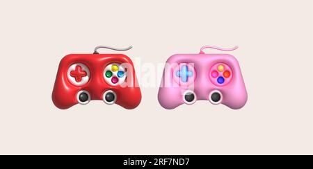 3d icon joystick gamepad game console or game controller Computer game. minimalist cartoon style Stock Vector