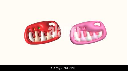3d icon electrical toy piano keyboard. Kids musical electronic. Funny children's toy Stock Vector
