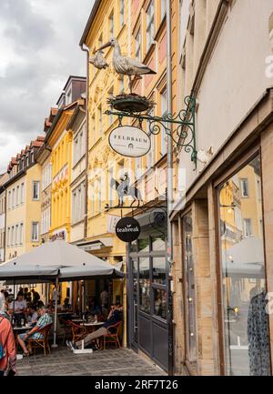 Bamberg, Germany - July 29, 2023: Bamberg is a  town in upper Franconia, Germany. A UNESCO World Heritage since 1993. Medieval streets and large city Stock Photo