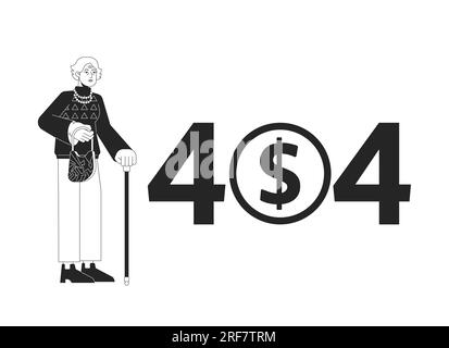 Woman on retirement error 404 flash message Stock Vector