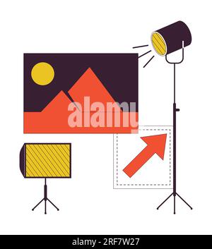 Photo studio equipment flat line concept vector spot illustration Stock Vector