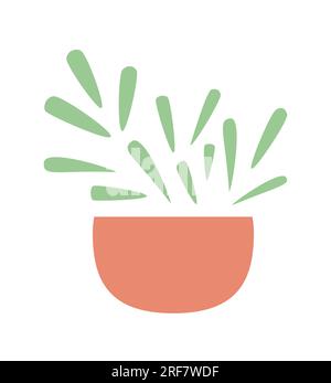 Decorative house plant in ceramic pot semi flat colour vector object Stock Vector