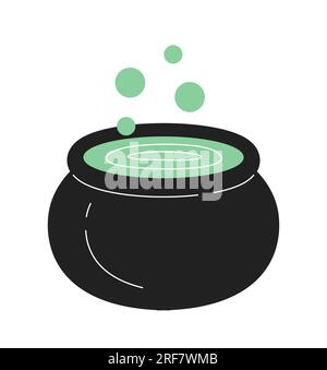 Witches pot monochrome flat vector object Stock Vector