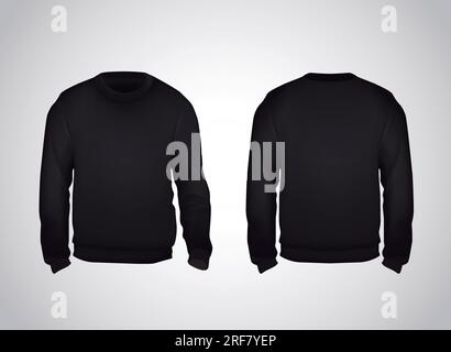 Black men's sweatshirt template front and back view. Hoodie for branding or advertising. Stock Vector