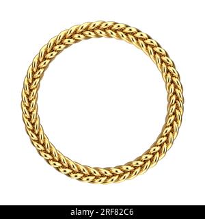 Metal Golden Rope in Shape of Circle with Free Space for Your Design on a white background. 3d Rendering Stock Photo