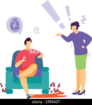 Fighting between couple and Scandal at Home concept, Spousal