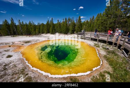 Morning Glory Pool, Upper Geyser Basin, Yellowstone National Park, Wyoming, United States of America Stock Photo