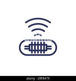 microchip for dogs line icon Stock Vector