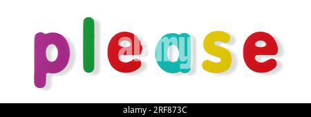 please word coloured magnetic letters with clipping path Stock Photo