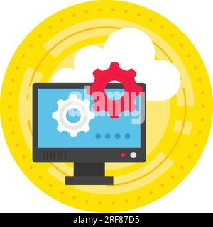 Internet-based network service Vector Icon Design, Cloud Processing Symbol, Computing Services Sign, Web Services and Data Center stock illustration, Stock Vector