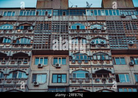 Old apartment building in Bishkek, Kyrgyzstan Stock Photo