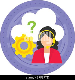 Girl Wearing Headset Vector Icon Design, Cloud Processing Symbol, Computing Services Sign, Web Services and Data Center stock illustration, Live Chat Stock Vector