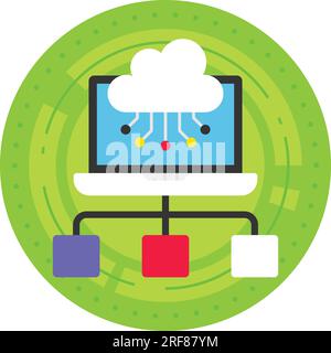File Transfer Security Using Encryption Vector Icon Design, Cloud Processing Symbol, Computing Services Sign, Web Services and Data Center stock illus Stock Vector