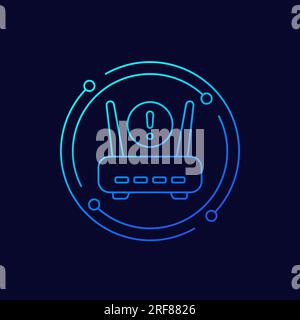 router, modem error icon, linear design Stock Vector