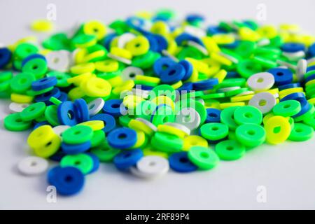 Polymer clay beads of various colors Stock Photo