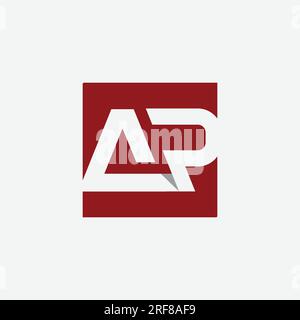 AP Logo monogram square in white background negative space style. Letter AP negative space style design Stock Vector