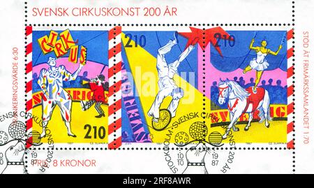 SWEDEN - CIRCA 1987: stamp printed by Sweden, shows Equestrian, circa 1987 Stock Photo