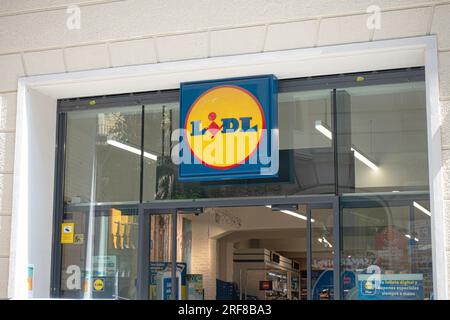 Barcelona, Spain - May 10, 2022,Lidl store logo.. Lidl s a German international discount retailer . Stock Photo