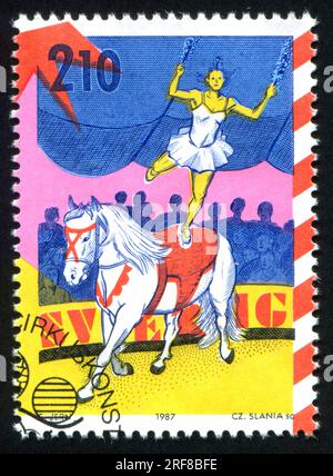 SWEDEN - CIRCA 1987: stamp printed by Sweden, shows Equestrian, circa 1987 Stock Photo