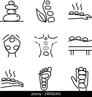 Stone therapy line icon. Lithotherapy sign symbol. Reflexology. Traditional chinese medicine. Massage. Health care and wellness. Complementary and alt Stock Vector